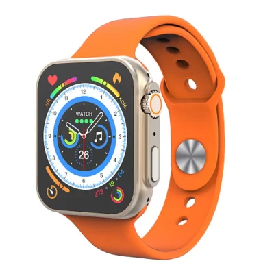 HAMMER Ace Ultra 1.96, Bluetooth-bellend smartwatch met draaibare kroon, metalen behuizing, oranje